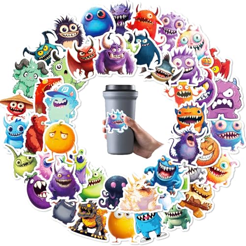 Niedliche Kleine Monster GraffitiCartoon Aufkleber, 50 Stück Vinyl Sticker für Laptops, Skateboards, Autos Wasserfest & Wiederverwendbar von Mmgoqqt