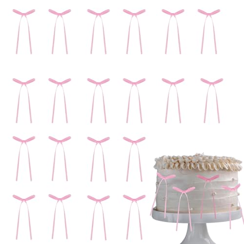 Tortenaufsätze, 20 Stück, hellrosa, Schleife, Kuchendekorationen, Picks für Kindergeburtstag, Hochzeit, Party, Kuchendekorationen Tortenaufsätze, 20 Stück, hellrosa, Schleife, Kuchendekorationen, Picks für Kindergeburtstag, Hochzeit, Party, Kuchendekorationen von Mmgoqqt