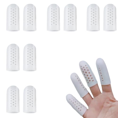 14 Stück Fingerschutz Silikon Gel Fingerlinge,Fingerkuppenschutz nach Verletzung,Fingerschutz bei Verletzung,Finger Sleeves,Fingerschützer Atmungsaktive Neues Material Fingerüberzieher (Weiß) von MniimaLuxe