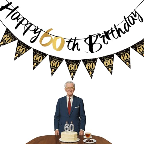 2 Stück 18.Geburtstag Junge Deko,Deko 18 Geburtstag Junge,Schwarz Gold Geburtstagsdeko 18,18Geburtstag Mädchen (60 Jahre alt) von MniimaLuxe