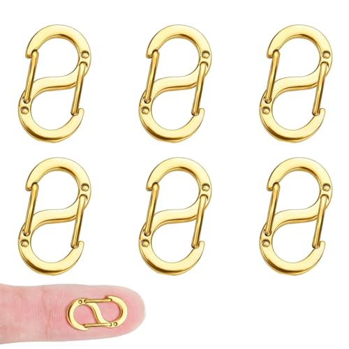 6 Stück Schmuckverschluss Mini Karabiner,Edelstahl Halsketten Verschlüsse,Armband Verschlüsse zum Klemmen,Verschluss für Armbänder & Halsketten,Kleine Karabiner für DIY Schmuck,Karabiner Mini(Goldene) von MniimaLuxe