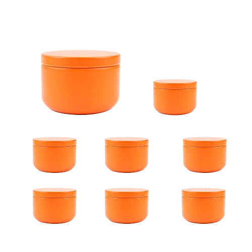 Mnixy 20 Stück leere Kerzendosen mit Deckel, Weißblech, runde Gläser, Behälter für Stroge Candy Geschenk, DIY Kerzenherstellung, Kunst und Handwerk, Partyzubehör (orange) von Mnixy
