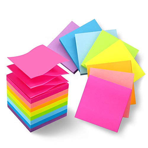 Pop-Up-Haftnotizen, 7,6 x 7,6 cm, leuchtende Farben, selbstklebende Notizblöcke, tolles Vorteilspackung, 8 Stück von Mnixy