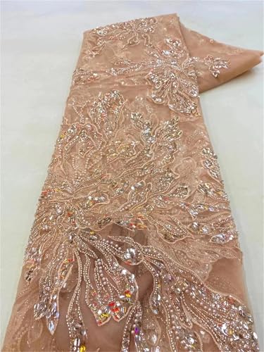 Mnjyihy Afrikanische Pailletten Perlenstickerei Spitzenstoff Bräutigam nigerianische Braut Französischer Tüllstoff für Hochzeit 120 cm 4,57 m - 7 von Mnjyihy