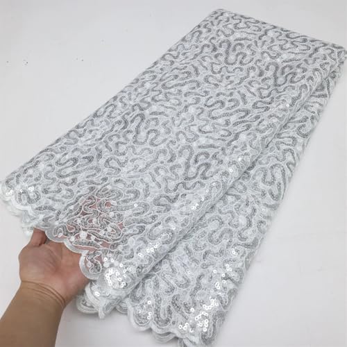 Mnjyihy Afrikanische Spitzenstoffe, Pailletten, Tüll, Hochzeitskleider, Stickerei, Netzstoffe für Hochzeit, Nähen, 120 cm, 4,5 m - 7 Mnjyihy Afrikanische Spitzenstoffe, Pailletten, Tüll, Hochzeitskleider, Stickerei, Netzstoffe für Hochzeit, Nähen, 120 cm, 4,5 m - 7 von Mnjyihy