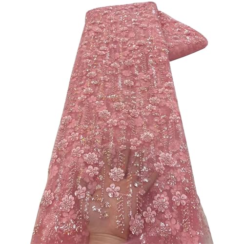 Mnjyihy Afrikanische Spitzenstoffe mit Pailletten für Abendkleider, französischer Perlen-Tüll, Spitzenstoff, 120 cm, 4,5 m - 9 von Mnjyihy