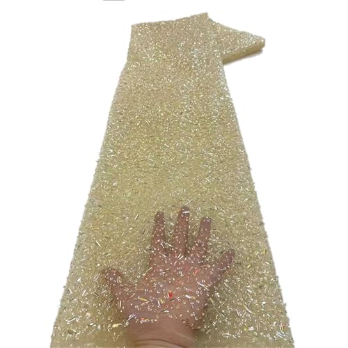Mnjyihy Afrikanischer Pailletten-Spitzenstoff, Blumenstickerei, Pailletten, Perlen, Netzstoff, Spitzenstoff für Hochzeitskleid, 120 cm, 4,5 m - 3 Mnjyihy Afrikanischer Pailletten-Spitzenstoff, Blumenstickerei, Pailletten, Perlen, Netzstoff, Spitzenstoff für Hochzeitskleid, 120 cm, 4,5 m - 3 von Mnjyihy