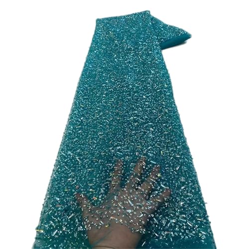 Mnjyihy Afrikanischer Pailletten-Spitzenstoff, Blumenstickerei, Pailletten, Perlen, Netzstoff, Spitzenstoff für Hochzeitskleid, 120 cm, 4,5 m - 5 Mnjyihy Afrikanischer Pailletten-Spitzenstoff, Blumenstickerei, Pailletten, Perlen, Netzstoff, Spitzenstoff für Hochzeitskleid, 120 cm, 4,5 m - 5 von Mnjyihy