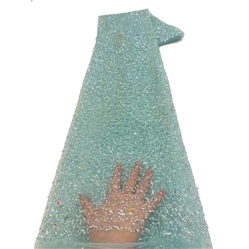 Mnjyihy Afrikanischer Pailletten-Spitzenstoff, Blumenstickerei, Pailletten, Perlen, Netzstoff, Spitzenstoff für Hochzeitskleid, 120 cm, 4,5 m Mnjyihy Afrikanischer Pailletten-Spitzenstoff, Blumenstickerei, Pailletten, Perlen, Netzstoff, Spitzenstoff für Hochzeitskleid, 120 cm, 4,5 m von Mnjyihy