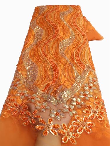 Mnjyihy Afrikanischer Pailletten-Spitzenstoff, Bräutigam, nigerianische Hochzeit, Brautstickerei, Tüll, Nähstoff, 120 cm, 2,5 Yards-1 Mnjyihy Afrikanischer Pailletten-Spitzenstoff, Bräutigam, nigerianische Hochzeit, Brautstickerei, Tüll, Nähstoff, 120 cm, 2,5 Yards-1 von Mnjyihy