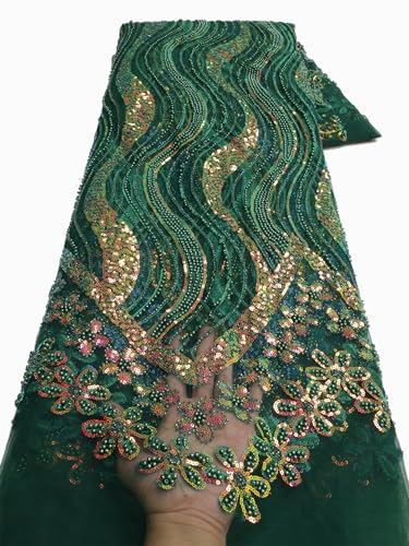 Mnjyihy Afrikanischer Pailletten-Spitzenstoff, Bräutigam, nigerianische Hochzeit, Brautstickerei, Tüll, Nähstoff, 120 cm, 2,5 Yards-2 Mnjyihy Afrikanischer Pailletten-Spitzenstoff, Bräutigam, nigerianische Hochzeit, Brautstickerei, Tüll, Nähstoff, 120 cm, 2,5 Yards-2 von Mnjyihy