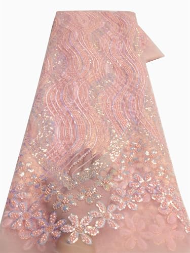 Mnjyihy Afrikanischer Pailletten-Spitzenstoff, Bräutigam, nigerianische Hochzeit, Brautstickerei, Tüll, Nähstoff, 120 cm, 2,5 Yards-6 Mnjyihy Afrikanischer Pailletten-Spitzenstoff, Bräutigam, nigerianische Hochzeit, Brautstickerei, Tüll, Nähstoff, 120 cm, 2,5 Yards-6 von Mnjyihy