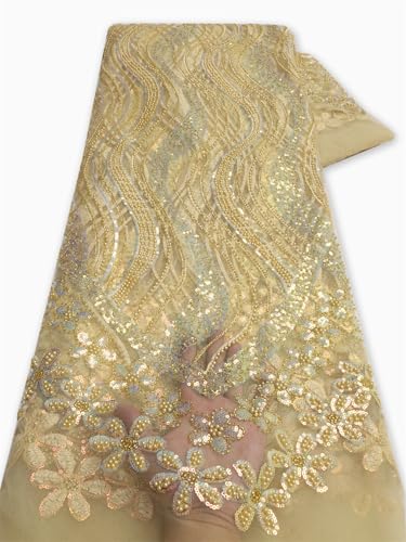 Mnjyihy Afrikanischer Pailletten-Spitzenstoff, Bräutigam, nigerianische Hochzeit, Brautstickerei, Tüll, Nähstoff, 120 cm, 2,5 Yards-8 Mnjyihy Afrikanischer Pailletten-Spitzenstoff, Bräutigam, nigerianische Hochzeit, Brautstickerei, Tüll, Nähstoff, 120 cm, 2,5 Yards-8 von Mnjyihy