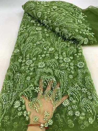 Mnjyihy Afrikanischer Pailletten-Spitzenstoff, französisch-nigerianischer Spitzenstoff für Party, Hochzeitskleid, 120 cm, 4,5 m - 5 von Mnjyihy