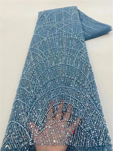 Mnjyihy Afrikanischer Pailletten-Spitzenstoff, französische Stickerei, Perlen, Brautschmuck, Hochzeit, Spitzenstoff, für Herren und Damen, 120 cm, 4,5 m - 6 von Mnjyihy
