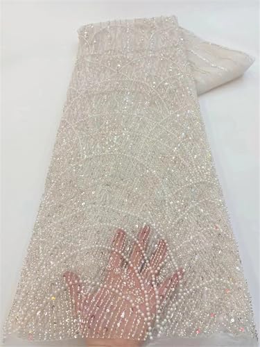 Mnjyihy Afrikanischer Pailletten-Spitzenstoff, französische Stickerei, Perlen, Brautschmuck, Hochzeit, Spitzenstoff, für Herren und Damen, 120 cm, 4,5 m - 9 Mnjyihy Afrikanischer Pailletten-Spitzenstoff, französische Stickerei, Perlen, Brautschmuck, Hochzeit, Spitzenstoff, für Herren und Damen, 120 cm, 4,5 m - 9 von Mnjyihy