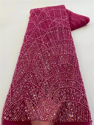 Mnjyihy Afrikanischer Pailletten-Spitzenstoff, französische Stickerei, Perlen, Brautschmuck, Hochzeit, Spitzenstoff, für Herren und Damen, 120 cm, 4,5 m von Mnjyihy