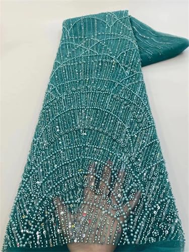 Mnjyihy Afrikanischer Pailletten-Spitzenstoff, französische Stickerei, Perlen, Brautschmuck, Hochzeit, Spitzenstoff, für Herren und Damen, 120 cm, 4,5 m von Mnjyihy