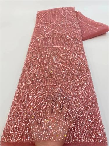 Mnjyihy Afrikanischer Pailletten-Spitzenstoff, französische Stickerei, Perlen, Brautschmuck, Hochzeit, Spitzenstoff, für Herren und Damen, 120 cm von Mnjyihy