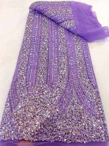 Mnjyihy Afrikanischer Pailletten-Spitzenstoff, französischer Perlen-Mesh-Spitzenstoff für Herren und Damen, Hochzeitskleid, 120 cm, 4,5 m - 9 Mnjyihy Afrikanischer Pailletten-Spitzenstoff, französischer Perlen-Mesh-Spitzenstoff für Herren und Damen, Hochzeitskleid, 120 cm, 4,5 m - 9 von Mnjyihy