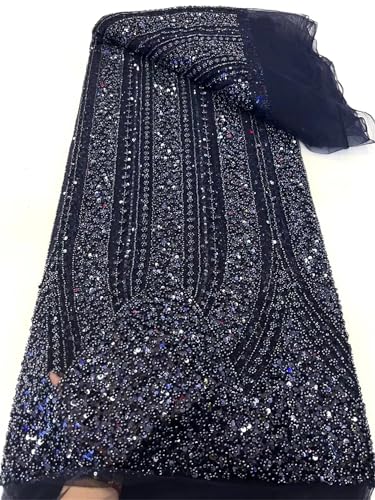 Mnjyihy Afrikanischer Pailletten-Spitzenstoff, französischer Perlen-Mesh-Spitzenstoff für Herren und Damen, Hochzeitskleid, 120 cm Mnjyihy Afrikanischer Pailletten-Spitzenstoff, französischer Perlen-Mesh-Spitzenstoff für Herren und Damen, Hochzeitskleid, 120 cm von Mnjyihy