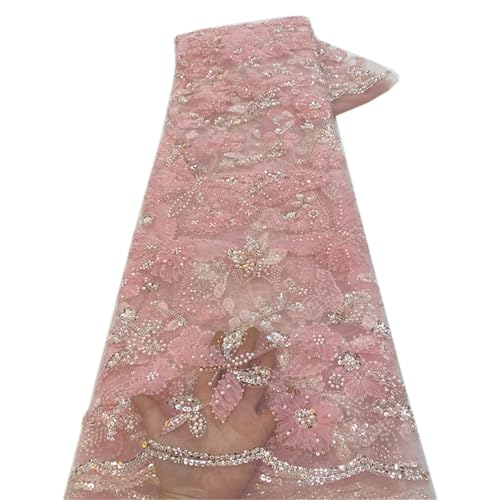 Mnjyihy Afrikanischer Pailletten-Spitzenstoff, französischer Spitzenstoff, für Hochzeit, Party, Alltag, 120 cm, 4,5 m von Mnjyihy