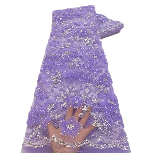 Mnjyihy Afrikanischer Pailletten-Spitzenstoff, französischer Spitzenstoff, für Hochzeit, Party, Alltag, 120 cm, 4,5 m von Mnjyihy