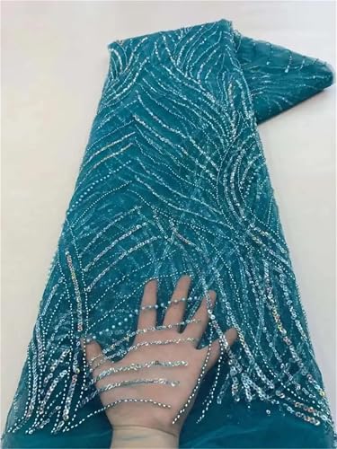 Mnjyihy Afrikanischer Pailletten-Spitzenstoff, nigerianische Hochzeit, Brautstickerei, Tüll, Nähstoff, 120 cm, 4,5 m - 7 Mnjyihy Afrikanischer Pailletten-Spitzenstoff, nigerianische Hochzeit, Brautstickerei, Tüll, Nähstoff, 120 cm, 4,5 m - 7 von Mnjyihy