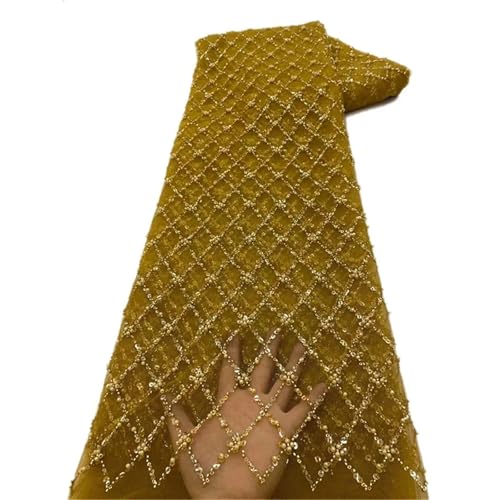 Mnjyihy Afrikanischer Pailletten-Spitzenstoff, nigerianischer Bräutigam, Perlen, Spitze, Netzstoff zum Nähen von Kleid, Hochzeit, Party, 120 cm, 4,5 m - 2 Mnjyihy Afrikanischer Pailletten-Spitzenstoff, nigerianischer Bräutigam, Perlen, Spitze, Netzstoff zum Nähen von Kleid, Hochzeit, Party, 120 cm, 4,5 m - 2 von Mnjyihy