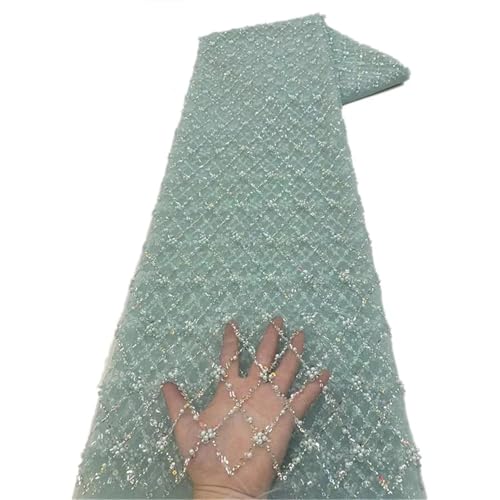 Mnjyihy Afrikanischer Pailletten-Spitzenstoff, nigerianischer Bräutigam, Perlen, Spitze, Netzstoff zum Nähen von Kleid, Hochzeit, Party, 120 cm, 4,5 m - 6 Mnjyihy Afrikanischer Pailletten-Spitzenstoff, nigerianischer Bräutigam, Perlen, Spitze, Netzstoff zum Nähen von Kleid, Hochzeit, Party, 120 cm, 4,5 m - 6 von Mnjyihy