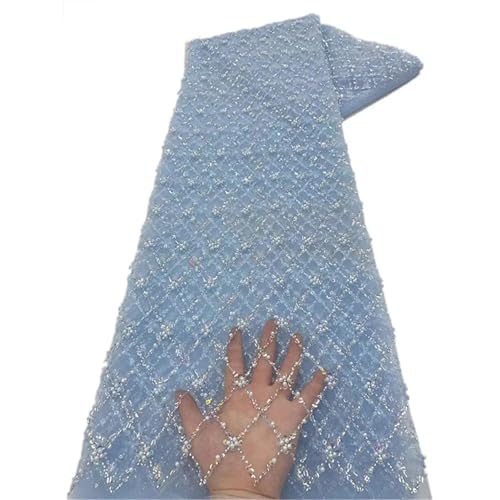 Mnjyihy Afrikanischer Pailletten-Spitzenstoff, nigerianischer Bräutigam, Perlen, Spitze, Netzstoff zum Nähen von Kleid, Hochzeit, Party, 120 cm, 4,5 m - 7 Mnjyihy Afrikanischer Pailletten-Spitzenstoff, nigerianischer Bräutigam, Perlen, Spitze, Netzstoff zum Nähen von Kleid, Hochzeit, Party, 120 cm, 4,5 m - 7 von Mnjyihy