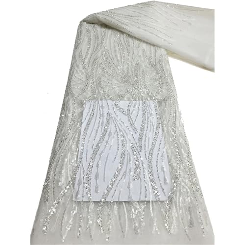 Mnjyihy Afrikanischer Pailletten-Spitzenstoff für Bräutigam, französischer Tüll, Stickerei, Spitzenstoff für Hochzeit, Party, 120 cm, 4,5 m - 5 Mnjyihy Afrikanischer Pailletten-Spitzenstoff für Bräutigam, französischer Tüll, Stickerei, Spitzenstoff für Hochzeit, Party, 120 cm, 4,5 m - 5 von Mnjyihy