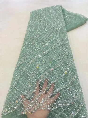 Mnjyihy Afrikanischer Perlennetz, Netzstoff, Spitze, Stickerei, Pailletten, Tüllstoff für nigerianische Hochzeit, Party, 120 cm, 4,5 m - 8 Mnjyihy Afrikanischer Perlennetz, Netzstoff, Spitze, Stickerei, Pailletten, Tüllstoff für nigerianische Hochzeit, Party, 120 cm, 4,5 m - 8 von Mnjyihy