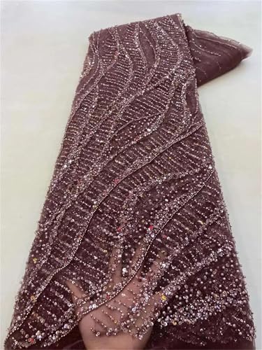 Mnjyihy Afrikanischer Perlennetz, Netzstoff, Spitze, Stickerei, Pailletten, Tüllstoff für nigerianische Hochzeit, Party, 120 cm, 4,5 m Mnjyihy Afrikanischer Perlennetz, Netzstoff, Spitze, Stickerei, Pailletten, Tüllstoff für nigerianische Hochzeit, Party, 120 cm, 4,5 m von Mnjyihy
