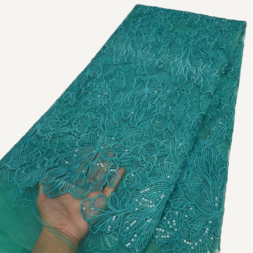 Mnjyihy Afrikanischer Seiden-Spitzenstoff, französischer Tüll, Netz, Pailletten, Spitzenstoff für Damen, Abendkleider, 120 cm, 4,5 m - 6 Mnjyihy Afrikanischer Seiden-Spitzenstoff, französischer Tüll, Netz, Pailletten, Spitzenstoff für Damen, Abendkleider, 120 cm, 4,5 m - 6 von Mnjyihy