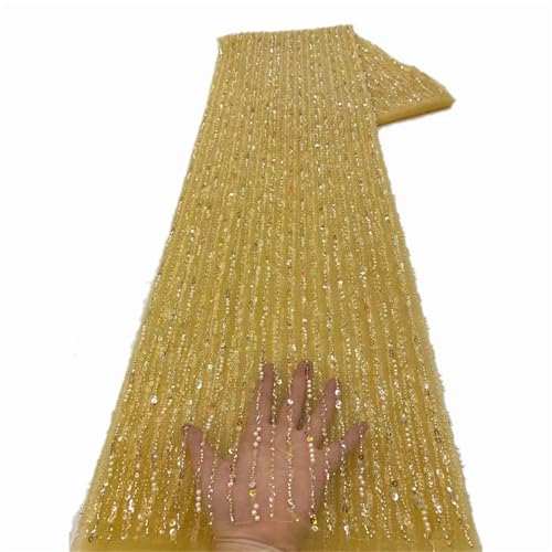 Mnjyihy Afrikanischer Spitzenstoff, Pailletten, Perlenstickerei, nigerianische Braut, französischer Tüll, Spitzenstoff für Hochzeit, 120 cm, 4,5 m - 2 Mnjyihy Afrikanischer Spitzenstoff, Pailletten, Perlenstickerei, nigerianische Braut, französischer Tüll, Spitzenstoff für Hochzeit, 120 cm, 4,5 m - 2 von Mnjyihy
