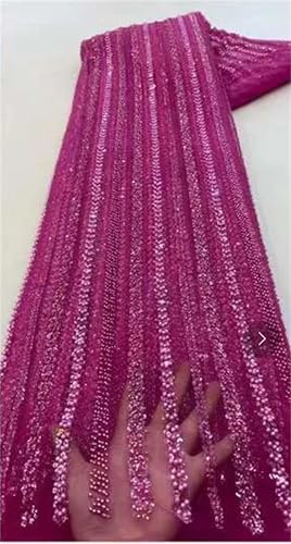 Mnjyihy Afrikanischer Spitzenstoff, französische Pailletten, Perlen, Tüll, Spitzenstoffe für nigerianische Männer und Frauen, Hochzeit, 120 cm, 273 cm - 10 von Mnjyihy