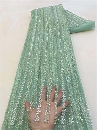 Mnjyihy Afrikanischer Spitzenstoff, französische Pailletten, Perlen, Tüll, Spitzenstoffe für nigerianische Männer und Frauen, Hochzeit, 120 cm, 91 cm - 9 Mnjyihy Afrikanischer Spitzenstoff, französische Pailletten, Perlen, Tüll, Spitzenstoffe für nigerianische Männer und Frauen, Hochzeit, 120 cm, 91 cm - 9 von Mnjyihy