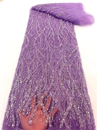 Mnjyihy Afrikanischer Spitzenstoff, französische Perlen, Netz-Pailletten, Tüll, Spitzenstoffe für Hochzeit, Nähen, 120 cm, 4,5 m - 6 Mnjyihy Afrikanischer Spitzenstoff, französische Perlen, Netz-Pailletten, Tüll, Spitzenstoffe für Hochzeit, Nähen, 120 cm, 4,5 m - 6 von Mnjyihy