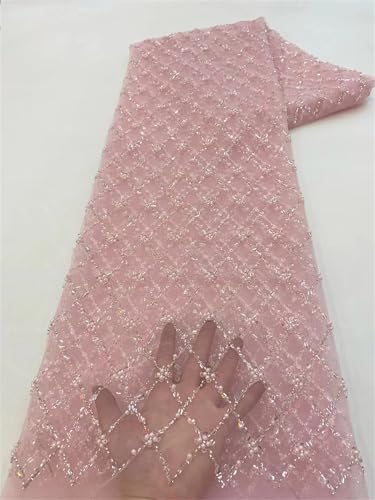 Mnjyihy Afrikanischer Spitzenstoff, französische Perlen, nigerianische Pailletten, Stickerei, Netzstoffe für Partykleider, 120 cm, 4,5 m - 3 Mnjyihy Afrikanischer Spitzenstoff, französische Perlen, nigerianische Pailletten, Stickerei, Netzstoffe für Partykleider, 120 cm, 4,5 m - 3 von Mnjyihy
