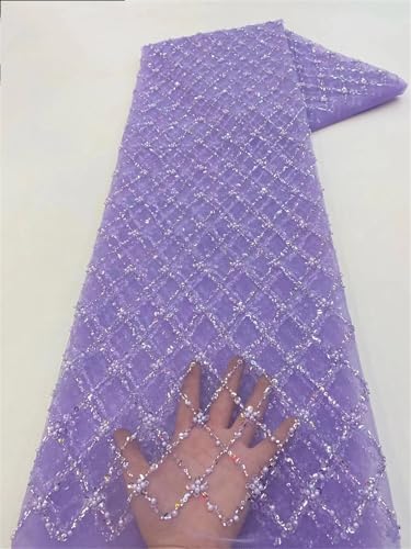 Mnjyihy Afrikanischer Spitzenstoff, französische Perlen, nigerianische Pailletten, Stickerei, Netzstoffe für Partykleider, 120 cm, 4,5 m - 5 Mnjyihy Afrikanischer Spitzenstoff, französische Perlen, nigerianische Pailletten, Stickerei, Netzstoffe für Partykleider, 120 cm, 4,5 m - 5 von Mnjyihy