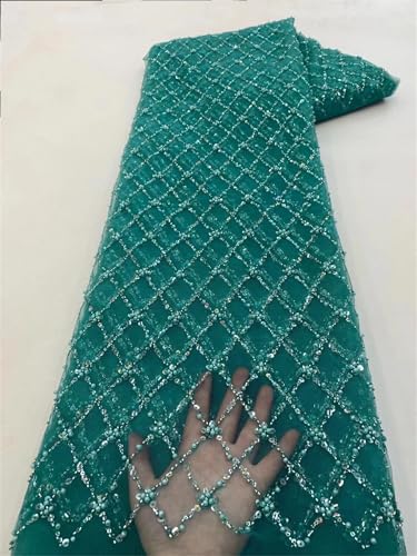 Mnjyihy Afrikanischer Spitzenstoff, französische Perlen, nigerianische Pailletten, Stickerei, Netzstoffe für Partykleider, 120 cm, 4,5 m - 7 Mnjyihy Afrikanischer Spitzenstoff, französische Perlen, nigerianische Pailletten, Stickerei, Netzstoffe für Partykleider, 120 cm, 4,5 m - 7 von Mnjyihy