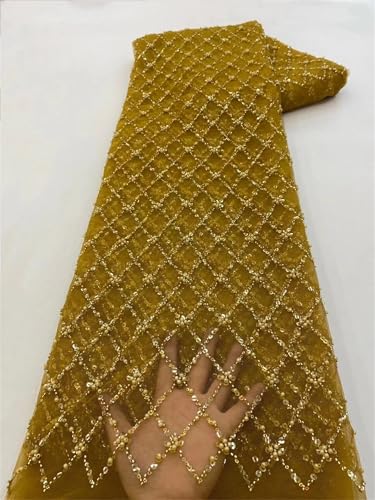 Mnjyihy Afrikanischer Spitzenstoff, französische Perlen, nigerianische Pailletten, Stickerei, Netzstoffe für Partykleider, 120 cm, 4,5 m - 8 Mnjyihy Afrikanischer Spitzenstoff, französische Perlen, nigerianische Pailletten, Stickerei, Netzstoffe für Partykleider, 120 cm, 4,5 m - 8 von Mnjyihy