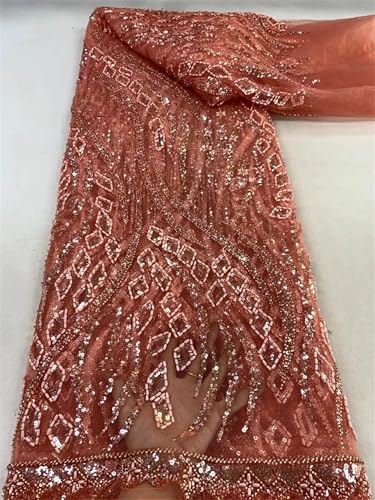 Mnjyihy Afrikanischer Spitzenstoff, nigerianische Perlen, Pailletten, französischer Spitzenstoff zum Nähen, für Partys, Hochzeitskleider, 120 cm, 4,5 m - 2 Mnjyihy Afrikanischer Spitzenstoff, nigerianische Perlen, Pailletten, französischer Spitzenstoff zum Nähen, für Partys, Hochzeitskleider, 120 cm, 4,5 m - 2 von Mnjyihy