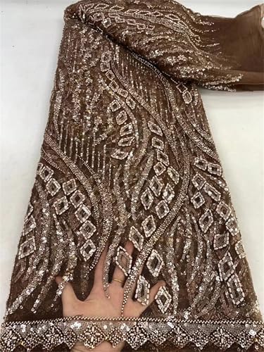 Mnjyihy Afrikanischer Spitzenstoff, nigerianische Perlen, Pailletten, französischer Spitzenstoff zum Nähen, für Partys, Hochzeitskleider, 120 cm, 4,5 m - 6 Mnjyihy Afrikanischer Spitzenstoff, nigerianische Perlen, Pailletten, französischer Spitzenstoff zum Nähen, für Partys, Hochzeitskleider, 120 cm, 4,5 m - 6 von Mnjyihy