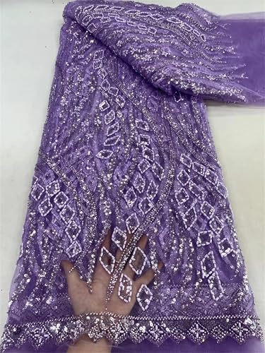 Mnjyihy Afrikanischer Spitzenstoff, nigerianische Perlen, Pailletten, französischer Spitzenstoff zum Nähen, für Partys, Hochzeitskleider, 120 cm, 4,5 m Mnjyihy Afrikanischer Spitzenstoff, nigerianische Perlen, Pailletten, französischer Spitzenstoff zum Nähen, für Partys, Hochzeitskleider, 120 cm, 4,5 m von Mnjyihy