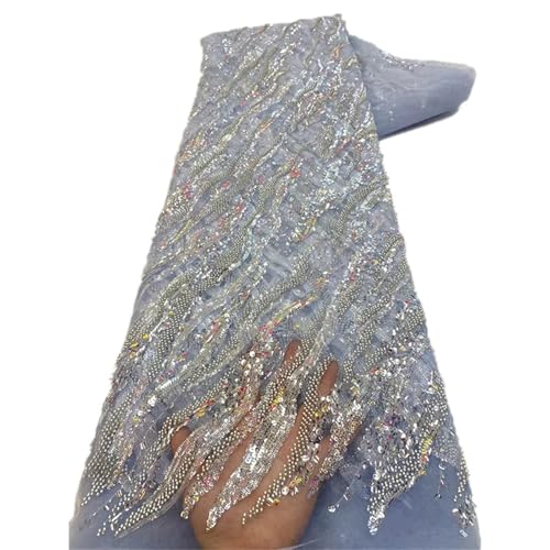 Mnjyihy Afrikanischer französischer Pailletten-Spitzenstoff, nigerianischer bestickter Netzstoff, für Party, Hochzeit, 120 cm, 4,5 m - 2 von Mnjyihy