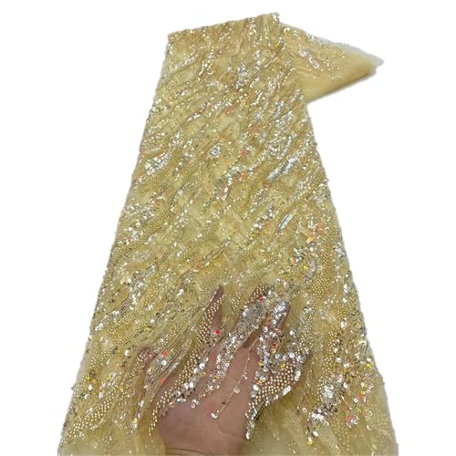 Mnjyihy Afrikanischer französischer Pailletten-Spitzenstoff, nigerianischer bestickter Netzstoff, für Party, Hochzeit, 120 cm, 4,5 m - 3 von Mnjyihy