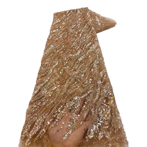Mnjyihy Afrikanischer französischer Pailletten-Spitzenstoff, nigerianischer bestickter Netzstoff, für Party, Hochzeit, 120 cm, 4,5 m - 9 von Mnjyihy