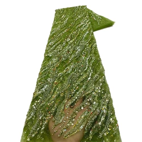 Mnjyihy Afrikanischer französischer Pailletten-Spitzenstoff, nigerianischer bestickter Netzstoff für Party, Hochzeit, 120 cm, 4 m von Mnjyihy